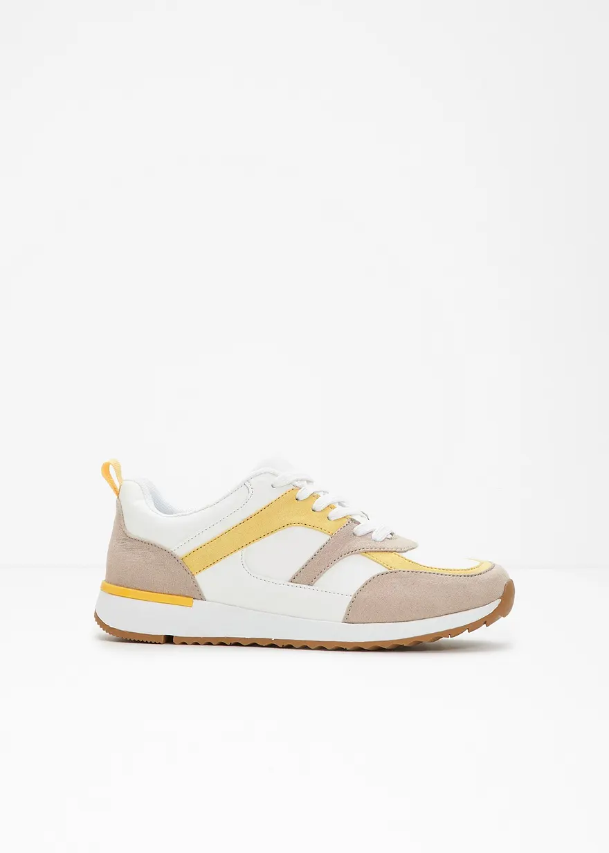 bonprix Sportlicher Sneaker mit Materialmix - weiß - Damen