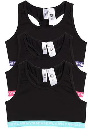 bonprix Sportliches Mädchen Bustier mit Bio-Baumwolle im 3er Pack