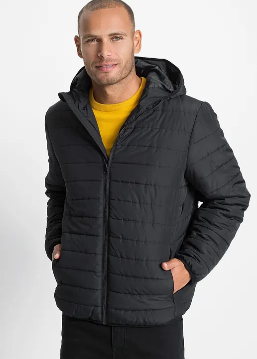 Bonprix Steppjacke Aus Recyceltem Polyester Mit Taschen - Schwarz