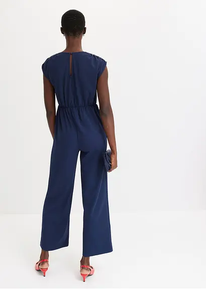 Bonprix Stillvoller Jumpsuit Mit Strass-Band - Blau - Damen