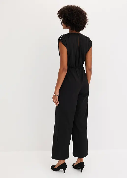 Bonprix Stillvoller Jumpsuit Mit Strass-Band - Schwarz - Damen