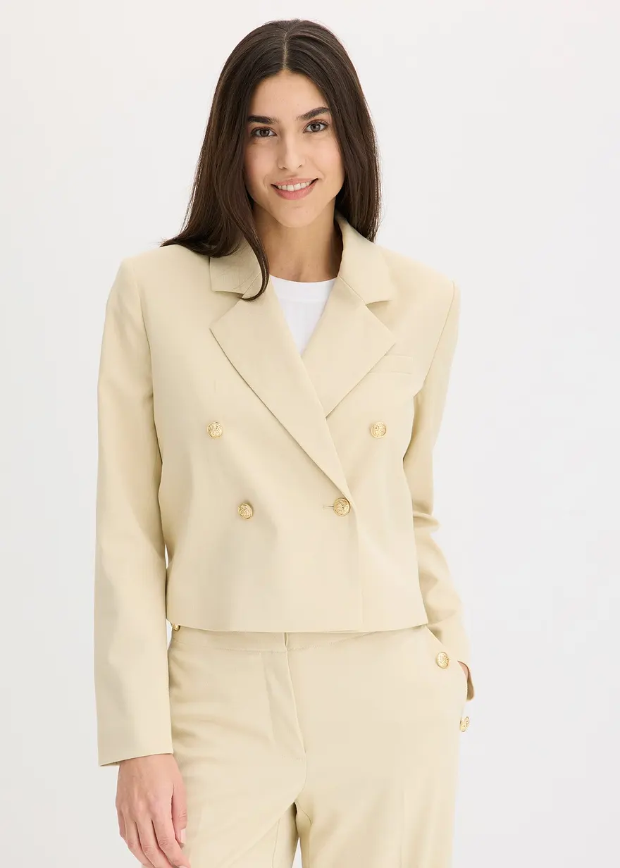 Bonprix Stillvoller Kurzblazer Mit Schmuckknöpfen - Beige