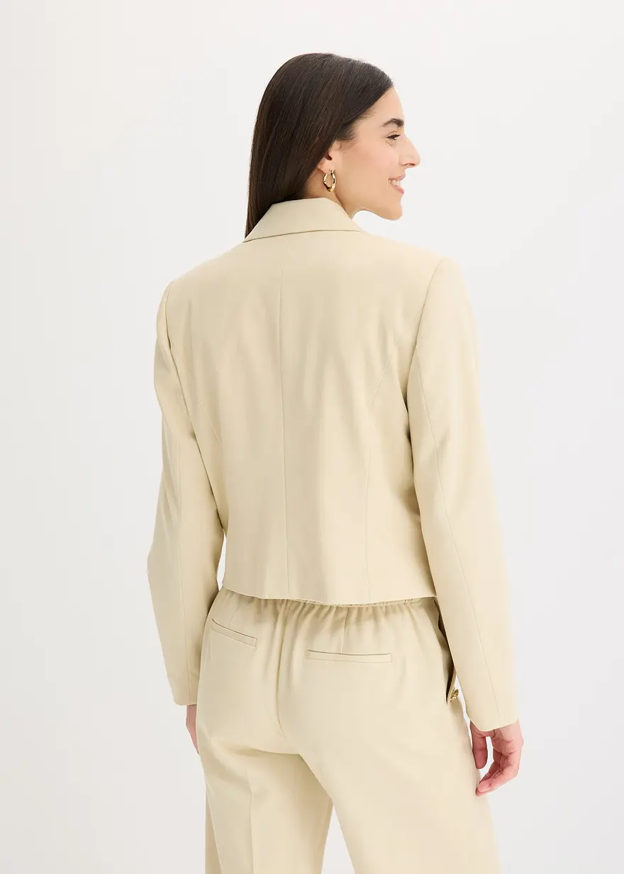 Bonprix Stillvoller Kurzblazer Mit Schmuckknöpfen - Beige