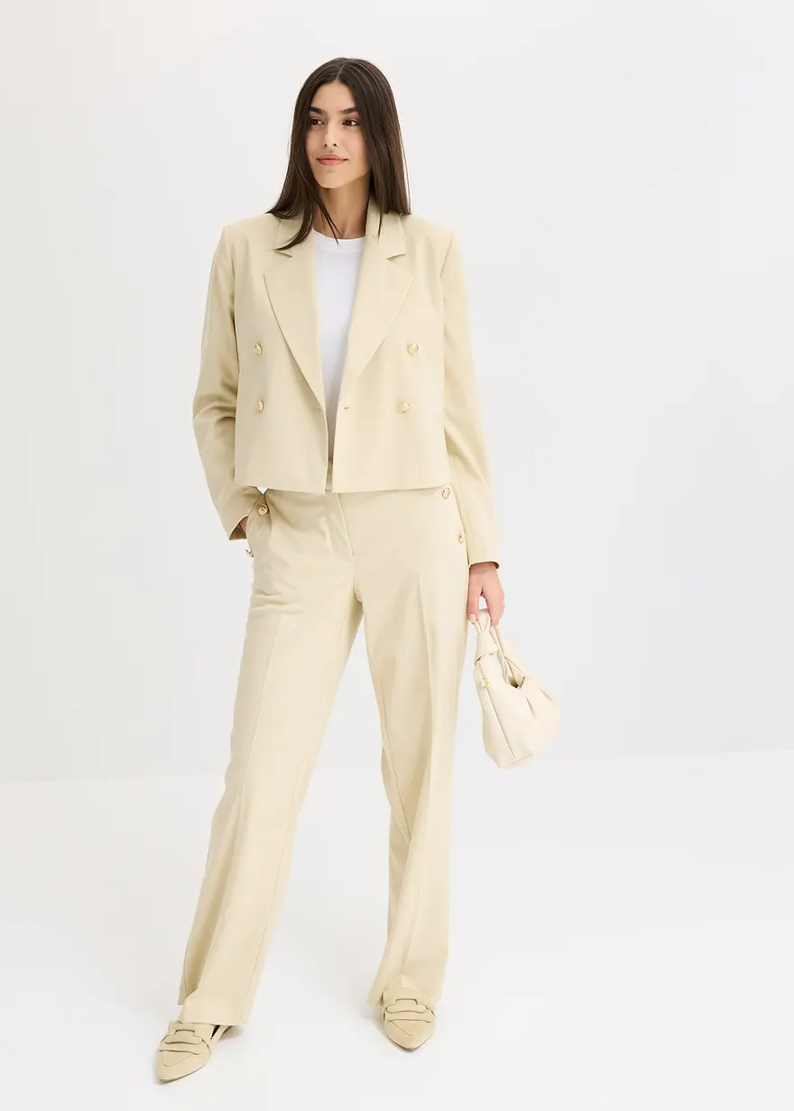 Bonprix Stillvoller Kurzblazer Mit Schmuckknöpfen - Beige