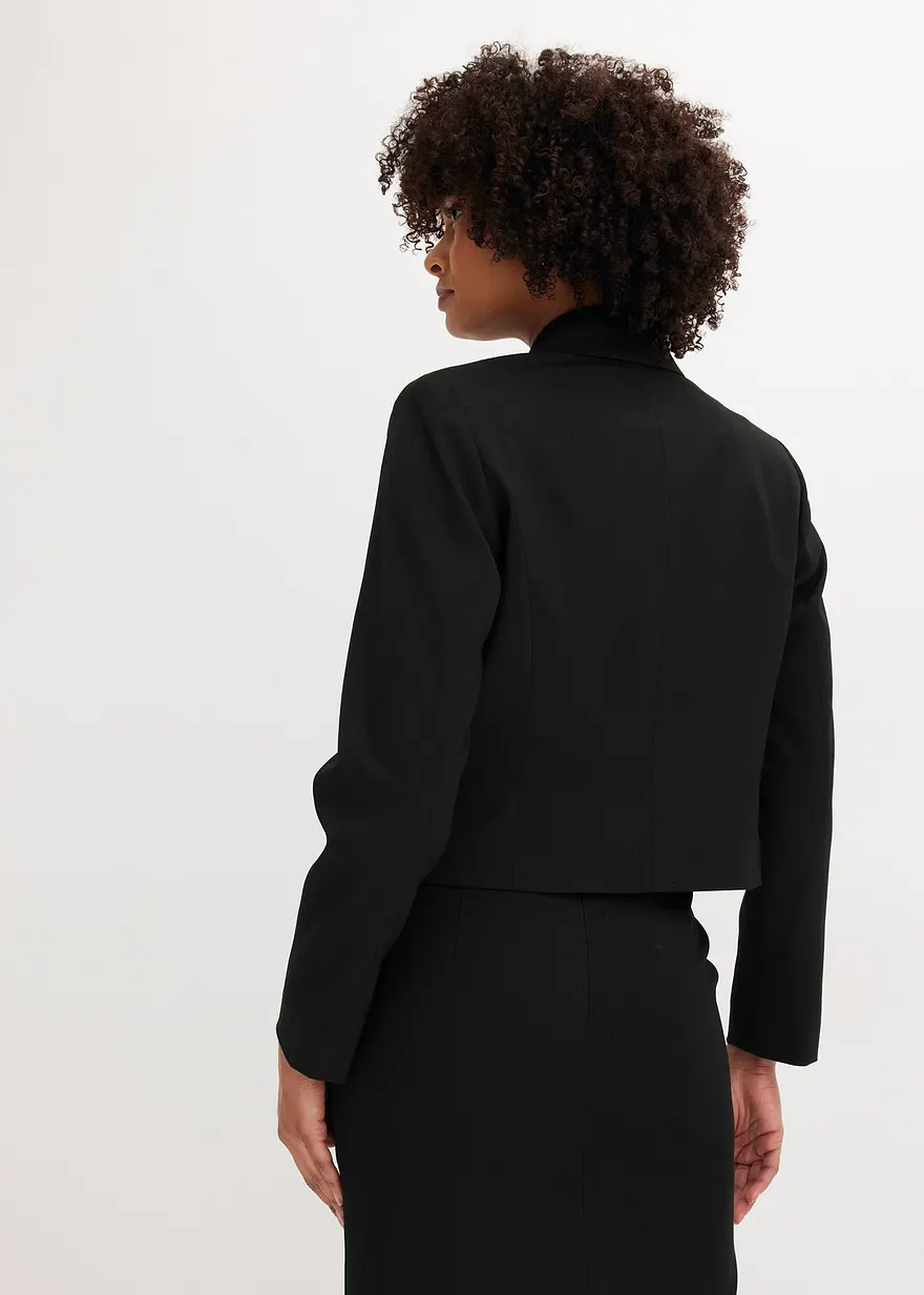 Bonprix Stillvoller Kurzblazer Mit Schmuckknöpfen - Schwarz