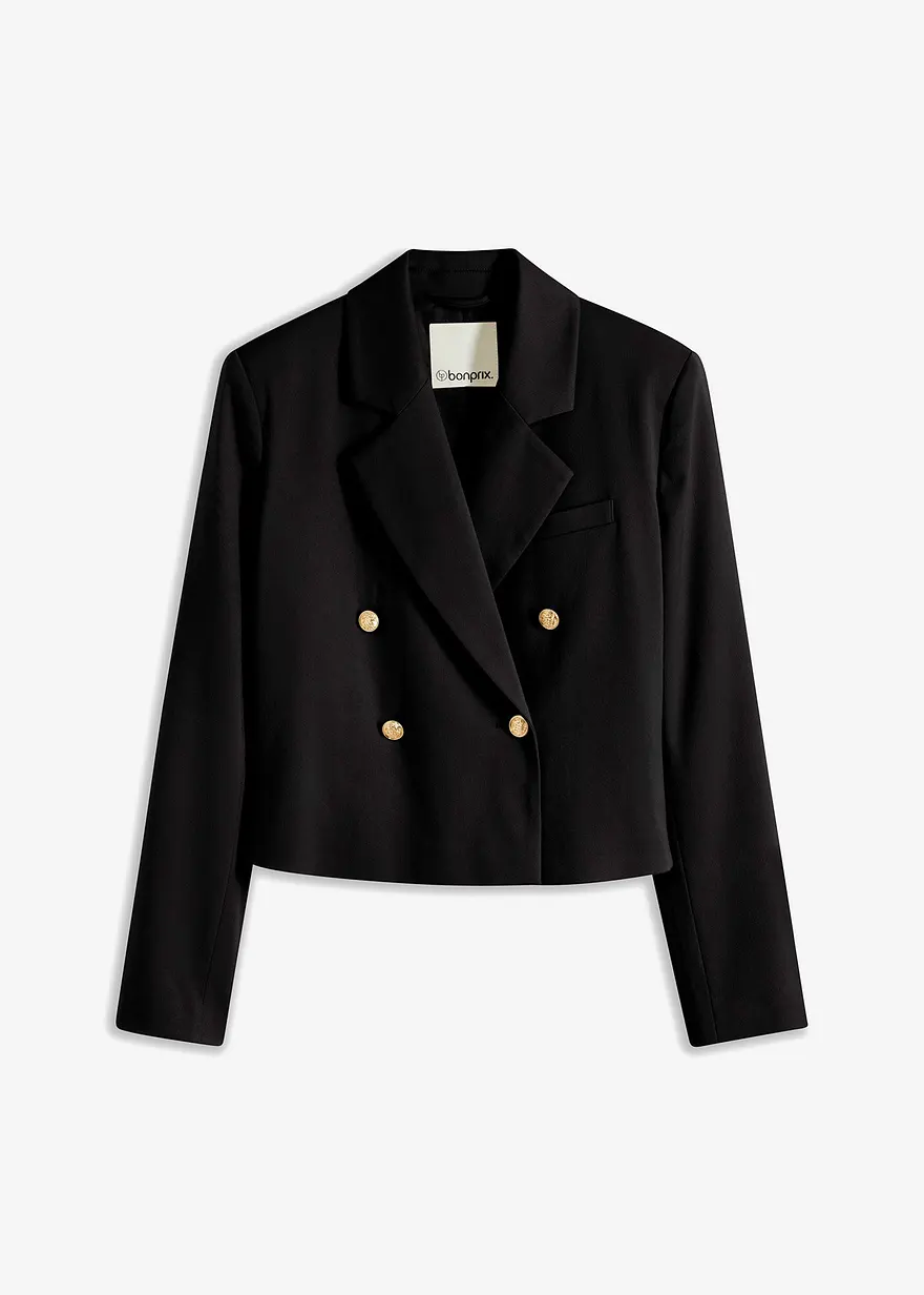 bonprix stillvoller Kurzblazer mit Schmuckknöpfen - schwarz