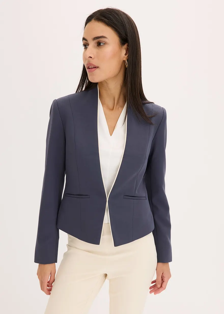 Bonprix Stillvoller Stretch-Blazer Mit Kelchkragen - Blau