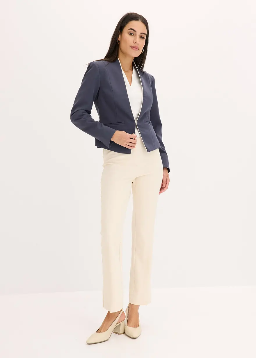 Bonprix Stillvoller Stretch-Blazer Mit Kelchkragen - Blau