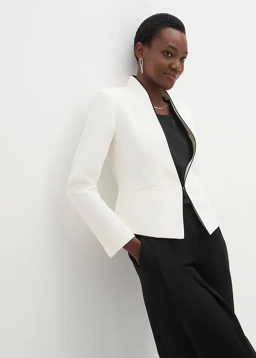 Bonprix Stillvoller Stretch-Blazer Mit Kelchkragen - Weiß