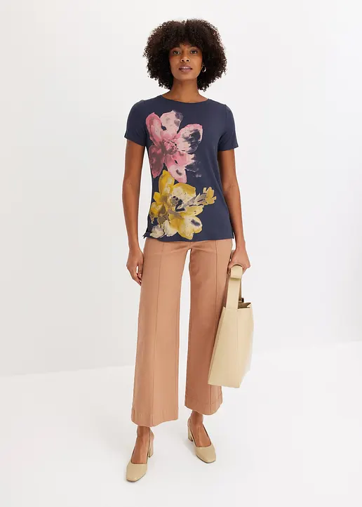 Bonprix Stillvolles Shirt Mit Blumendruck - Blau - Damen