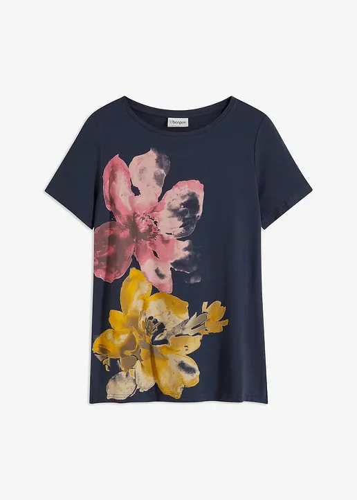bonprix stillvolles Shirt mit Blumendruck - blau - Damen