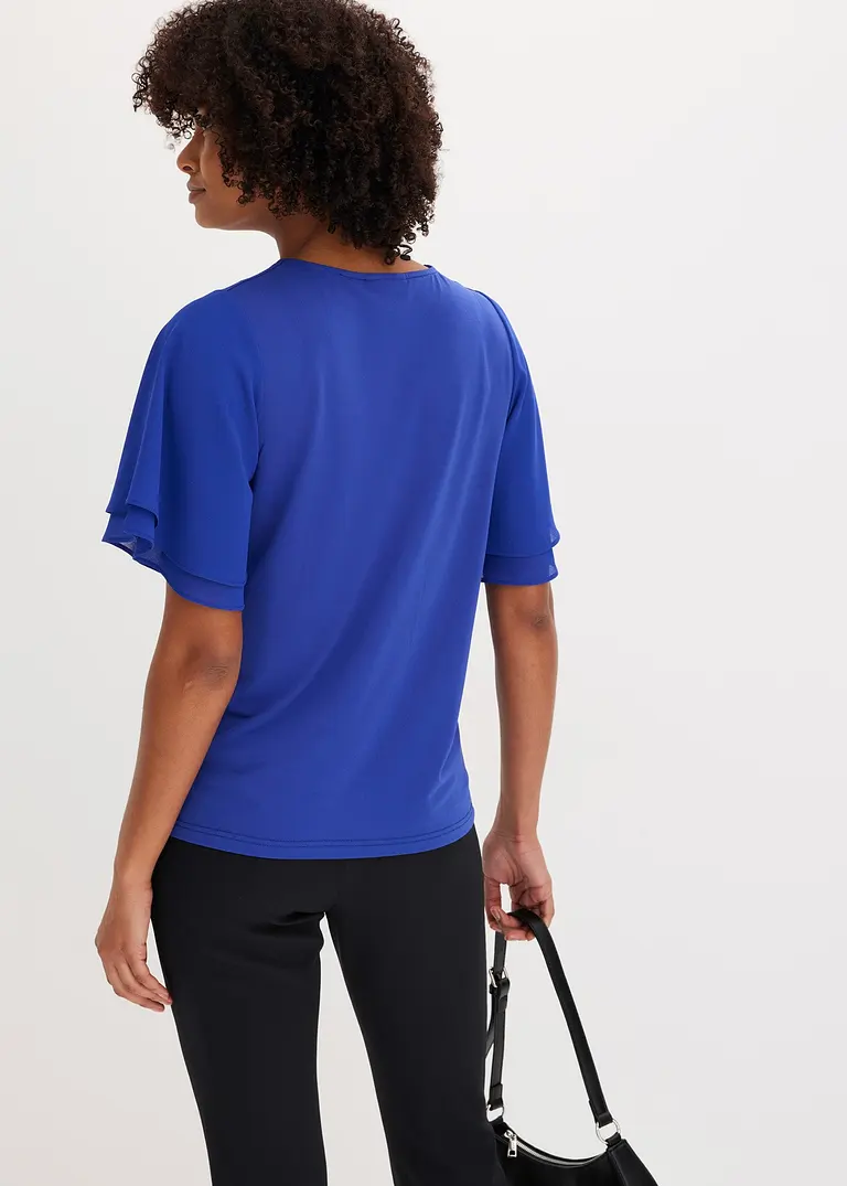 Bonprix Stillvolles Shirt Mit Chiffonärmeln - Blau - Damen
