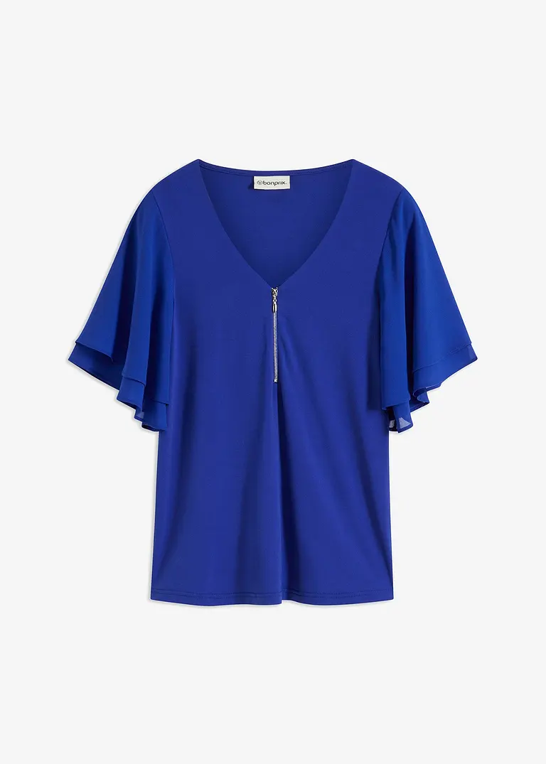 bonprix stillvolles Shirt mit Chiffonärmeln - blau - Damen