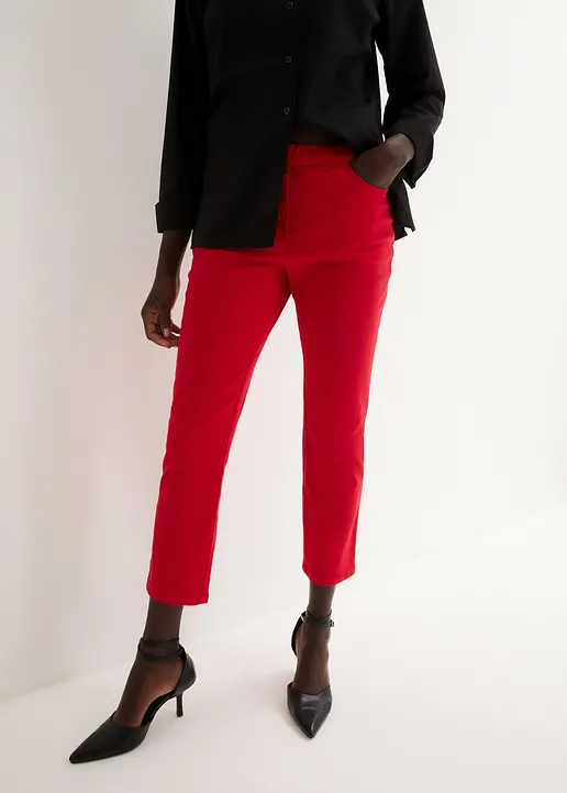 Bonprix Stilvolle 7/8-Schlupfhose Mit Taschen Und Gummibund - Rot - Damen