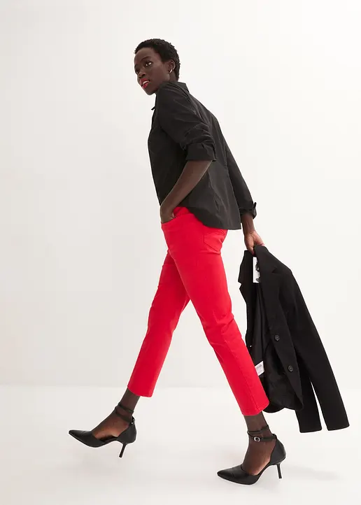 Bonprix Stilvolle 7/8-Schlupfhose Mit Taschen Und Gummibund - Rot - Damen