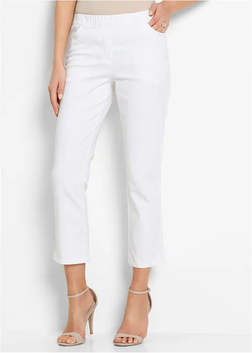 Bonprix Stilvolle 7/8-Schlupfhose Mit Taschen Und Gummibund - Weiß
