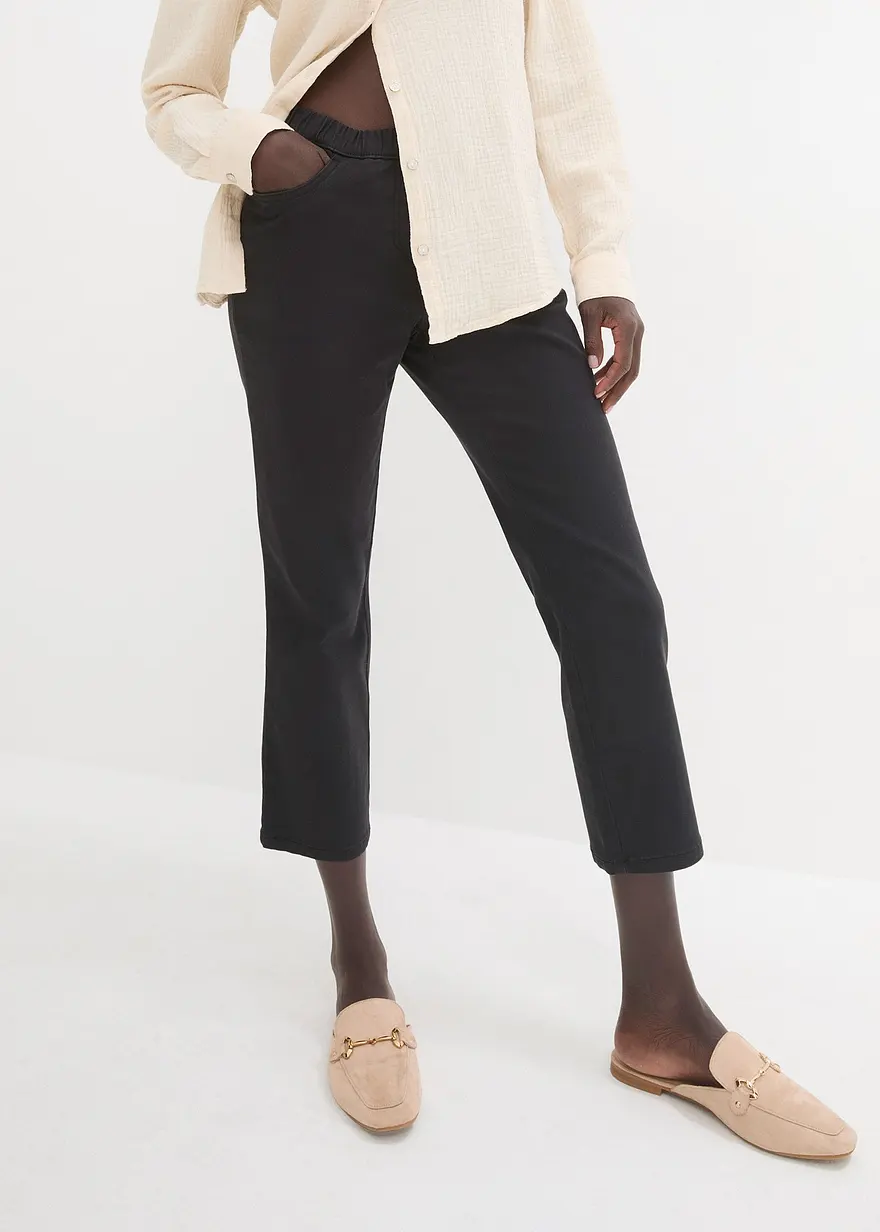 Bonprix Stilvolle 7/8-Schlupfhose Mit Taschen Und Gummibund - Schwarz