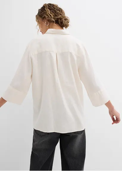 Bonprix Stilvolle Bluse Mit Vorverlegten Nähten - Beige - Damen