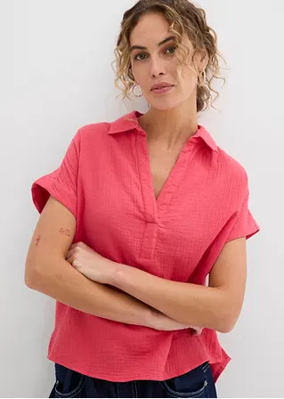 Bonprix Stilvolle Kurzarmbluse Mit Schmeichelndem V-Ausschnitt - Pink