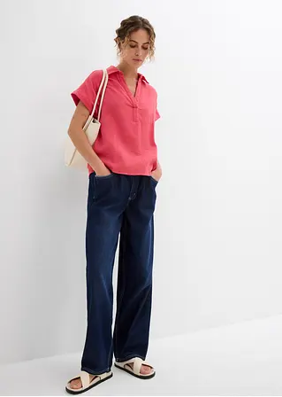 Bonprix Stilvolle Kurzarmbluse Mit Schmeichelndem V-Ausschnitt - Pink