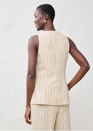 Bonprix Stilvolle Longwester Aus Reinem Leinen - Beige - Damen