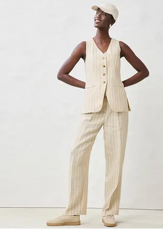 Bonprix Stilvolle Longwester Aus Reinem Leinen - Beige - Damen