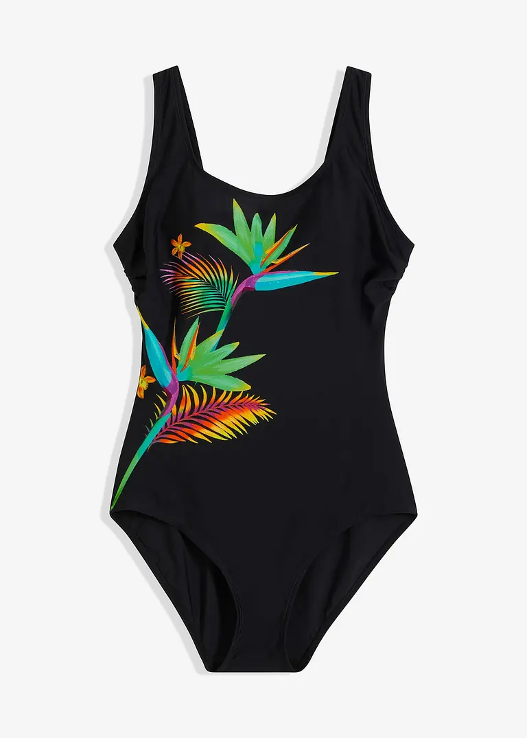 bonprix Stilvoller Badeanzug mit plaziertem Druck - schwarz