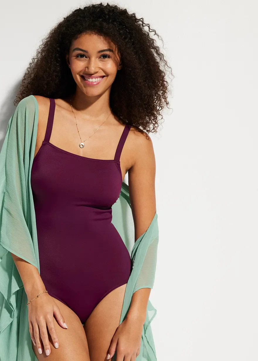 Bonprix Stilvoller Badeanzug Mit Verstellbaren Trägern - Lila