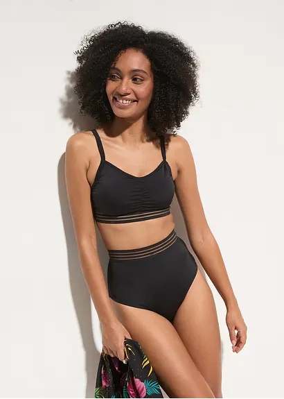 Bonprix Stilvoller Bustier Bikini Mit Edlen Details - Schwarz