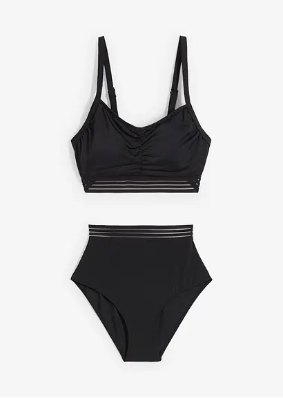 bonprix Stilvoller Bustier Bikini mit edlen Details - schwarz