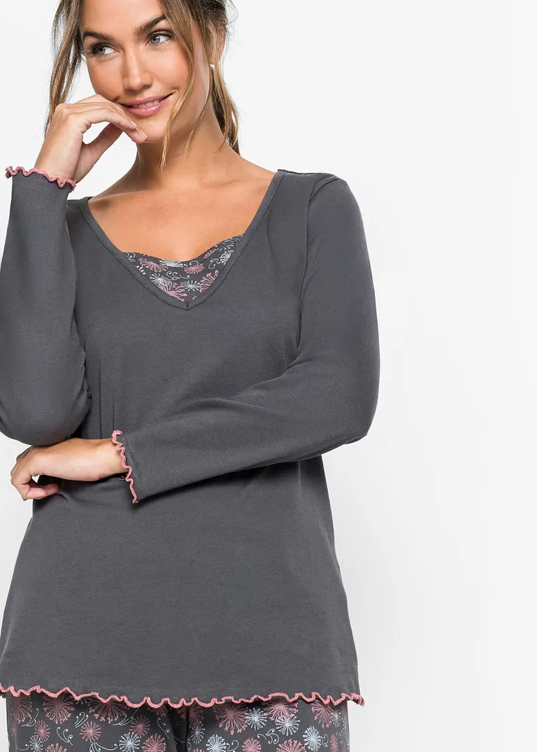 Bonprix Stilvoller Pyjama Mit Oberteil Im Lagenlook Und Langer Hose