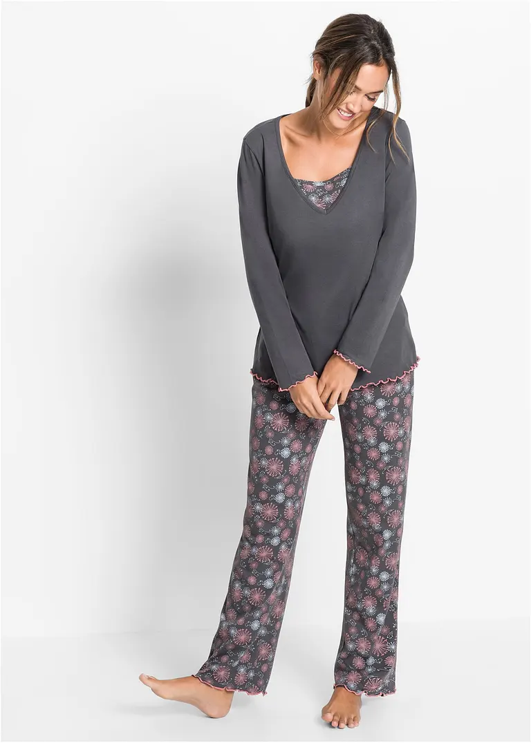 Bonprix Stilvoller Pyjama Mit Oberteil Im Lagenlook Und Langer Hose