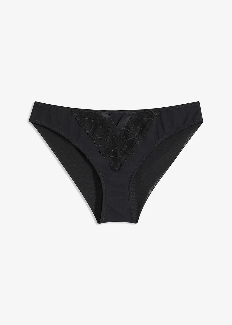 bonprix Stilvoller Slip mit edler Herzchen Stickerei - schwarz