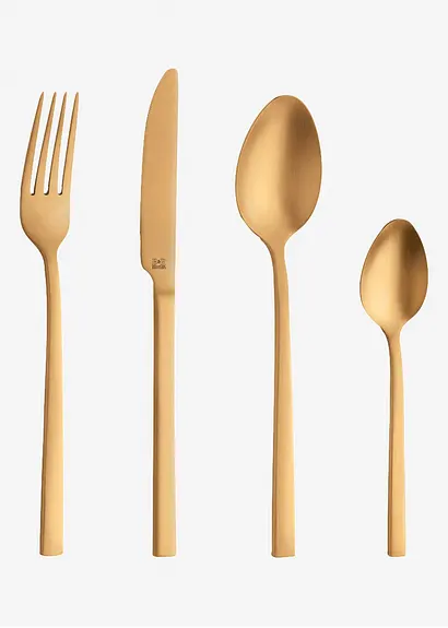 bonprix Stilvolles Besteck in Trendfarben - goldfarben