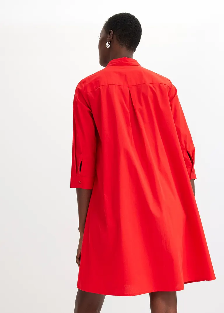 Bonprix Stilvolles Hemdblusenkleid Mit Lockerer Passform - Rot