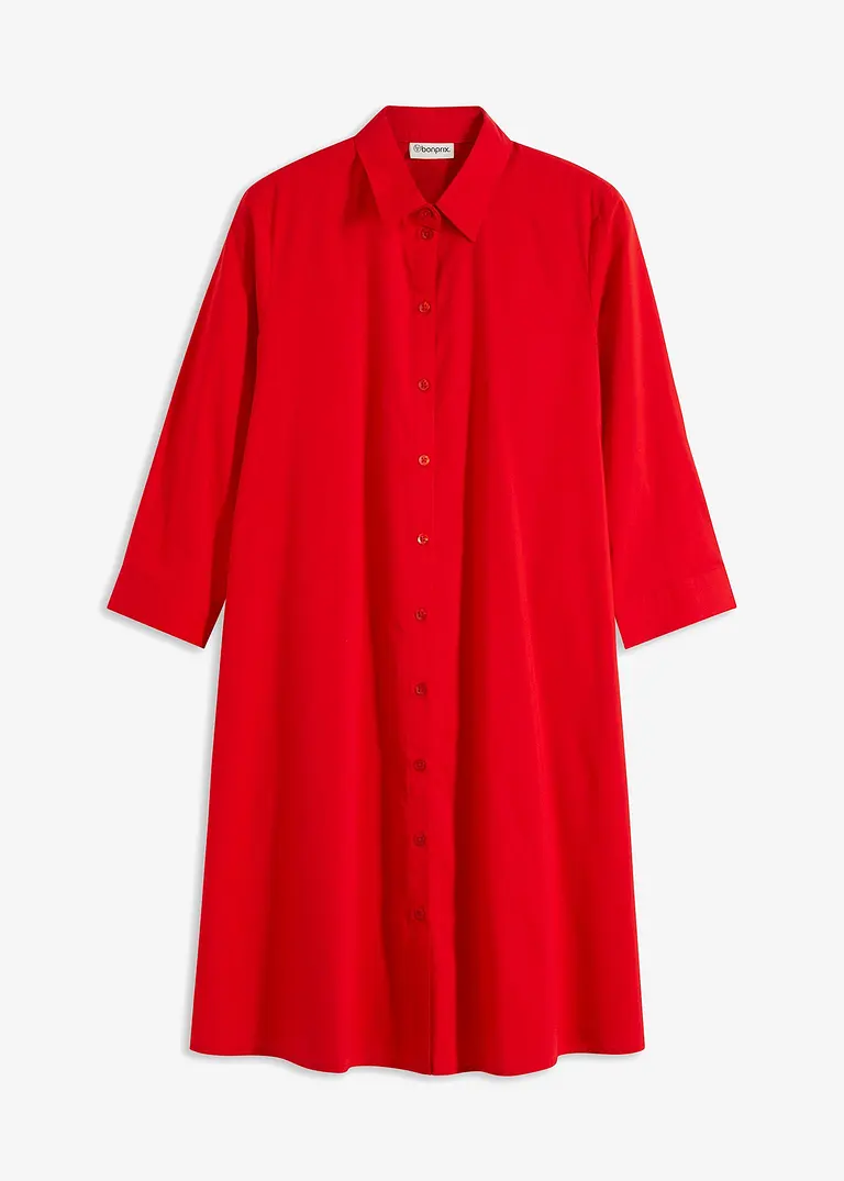 bonprix stilvolles Hemdblusenkleid mit lockerer Passform - rot