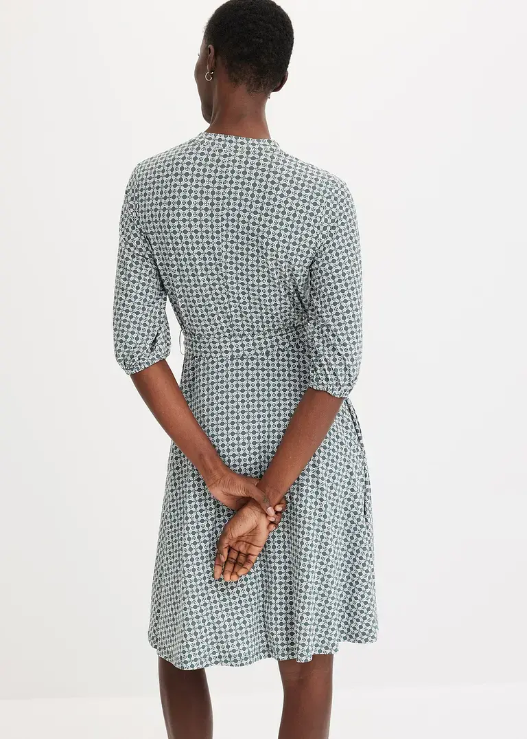Bonprix Stilvolles Jersey-Blusenkleid Mit Bindeband - Grün