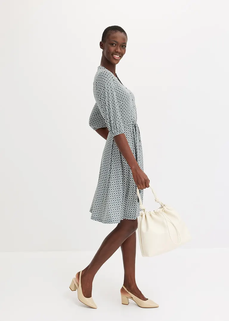 Bonprix Stilvolles Jersey-Blusenkleid Mit Bindeband - Grün