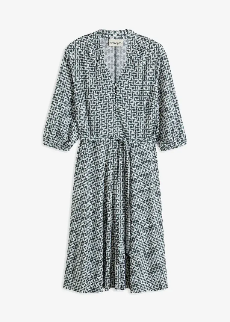 bonprix stilvolles Jersey-Blusenkleid mit Bindeband - grün