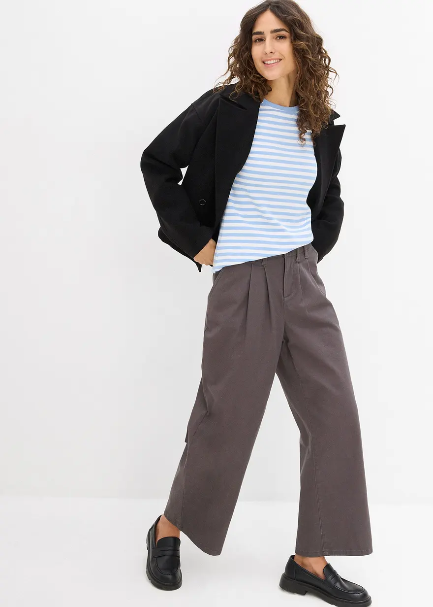 Bonprix Stilvolles T-Shirt In Ripp-Struktur - Blau - Damen