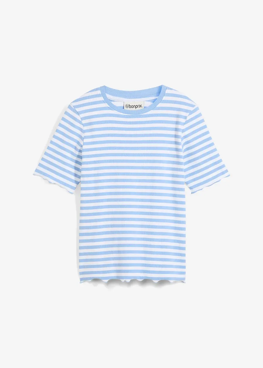 bonprix Stilvolles T-Shirt in Ripp-Struktur - blau - Damen