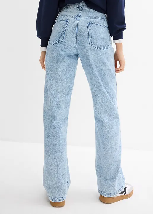 Bonprix Straight-Jeans High Waist Bequembund Full Length - Blau Petite