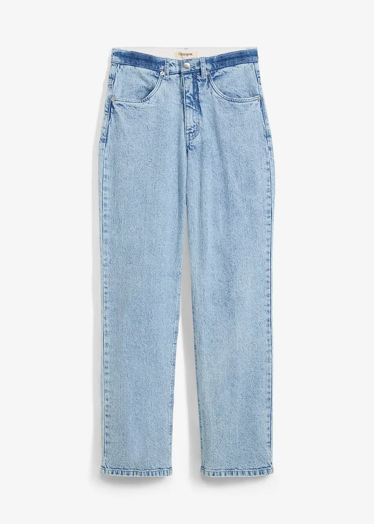 bonprix Straight-Jeans High Waist Bequembund Full Length - blau regular