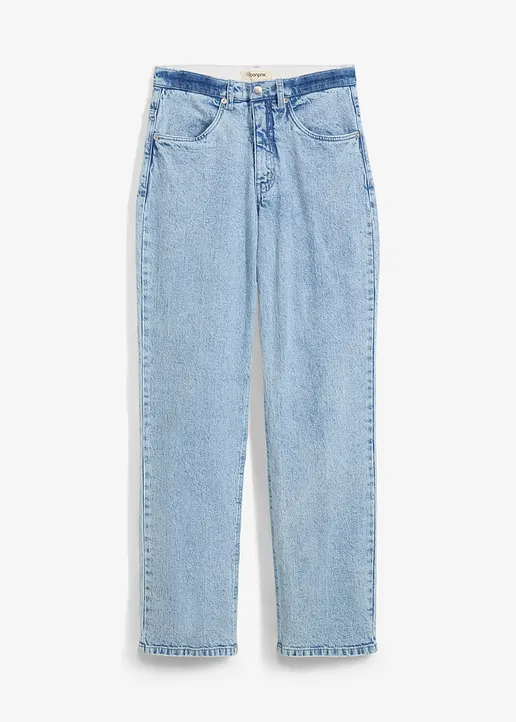 bonprix Straight-Jeans High Waist Bequembund Full Length - blau petite