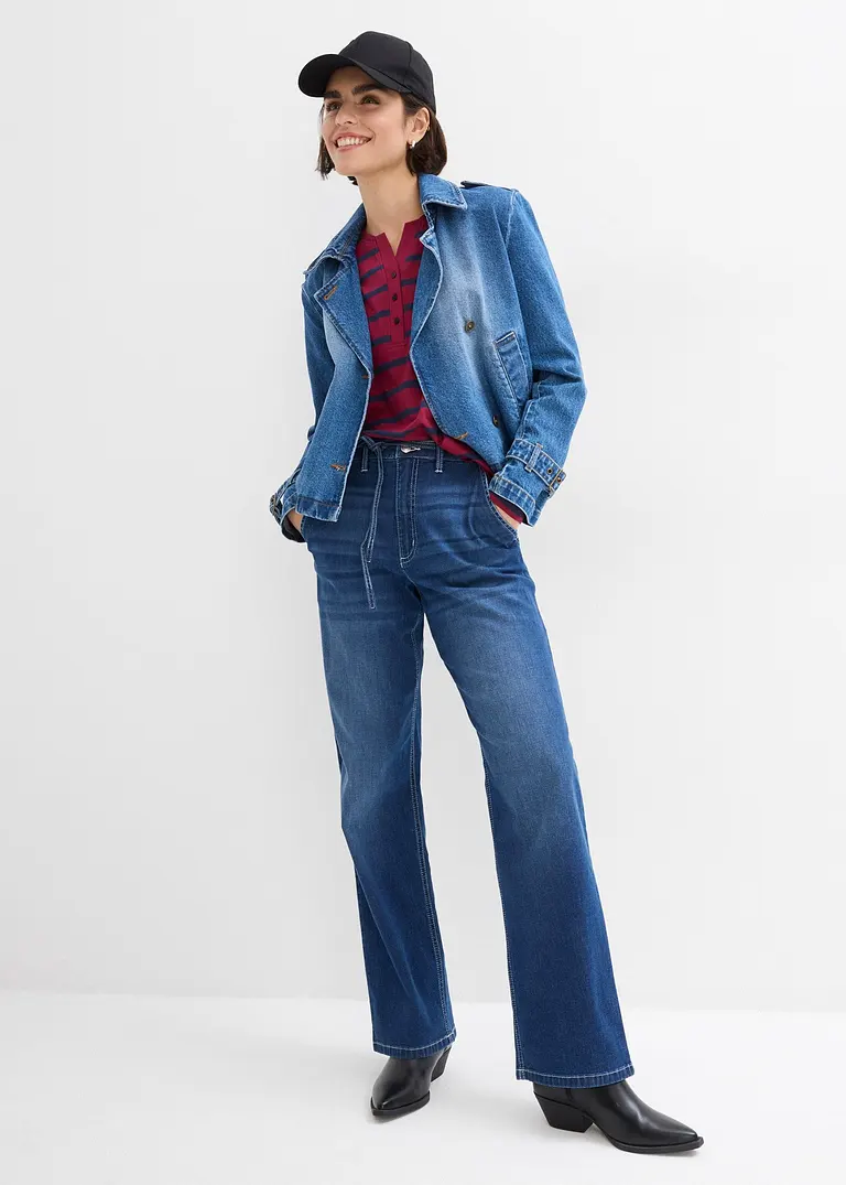 Bonprix Straight-Jeans High Waist - Blau Regular - Damen