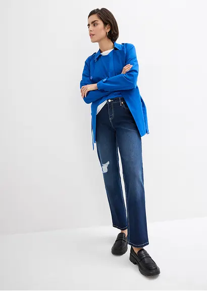 Bonprix Straight Jeans Im Used Look - Blau Regular - Damen