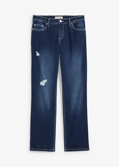 bonprix Straight Jeans im Used Look - blau regular - Damen bonprix Straight Jeans im Used Look - blau regular - Damen