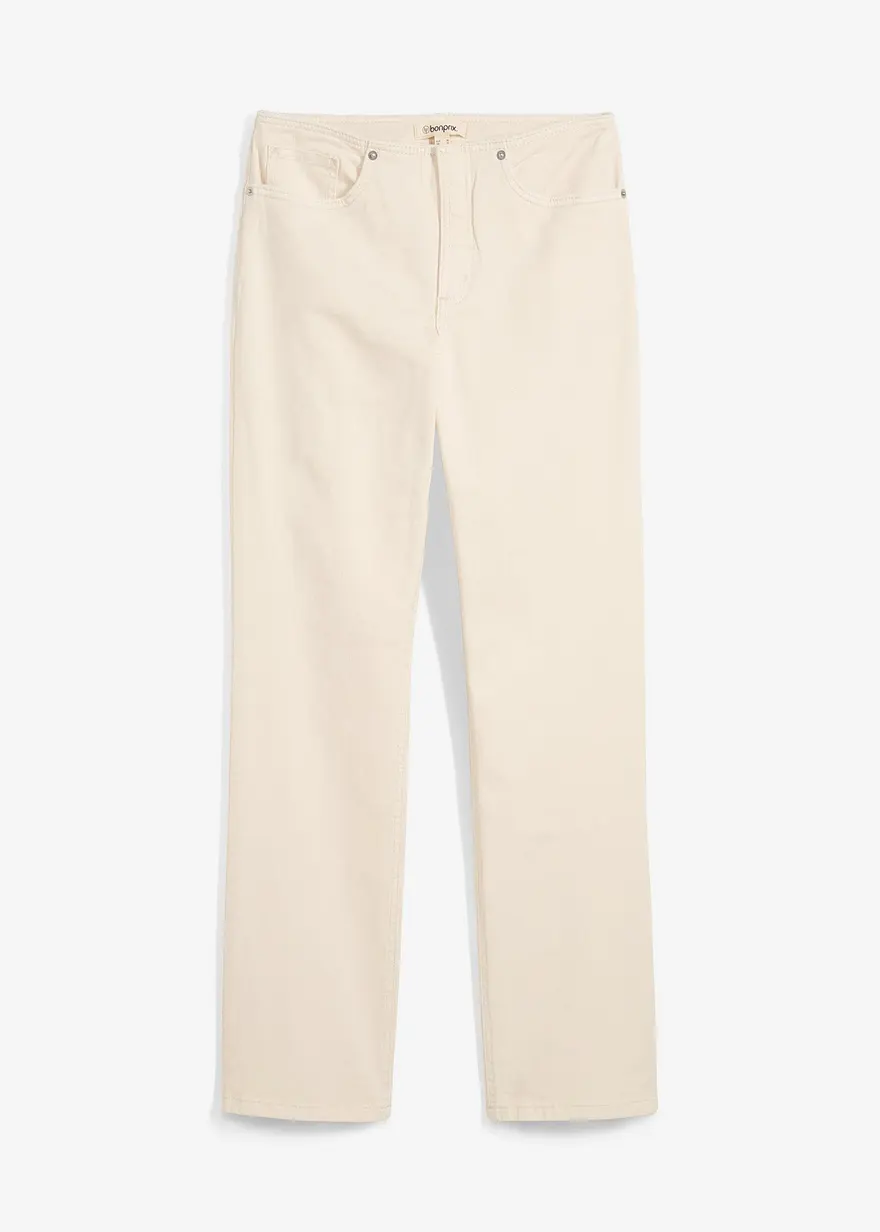 bonprix Straight-Jeans Mid Waist - beige regular - Damen