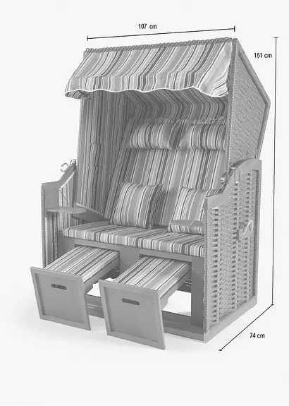 Bonprix Strandkorb Für 2 Personen Schützt Vor Sonne Und Wind - Beige