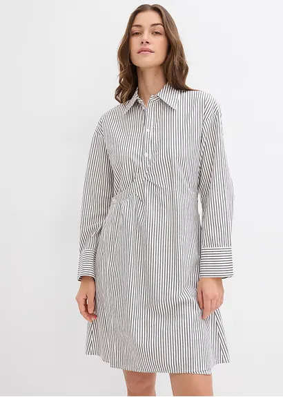 Bonprix Streifenkleid Mit Asymmetrischer Knopfleiste In Wickeloptik